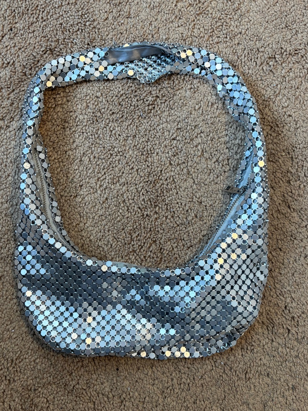 Zara Silver Sequin Hobo Bag